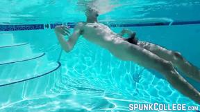 ”Bushy  man jerks off his big wet meat poolside”