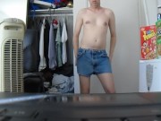 smooth twink-like gay bisexual male dances strips to "Whenever, Wherever"