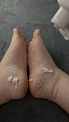 Lotion on my dry feet