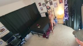 260506BTS- Muscular Blonde Pornstar Sara St. Clair Pussy Hook Bondage Predicament Behind the Scenes