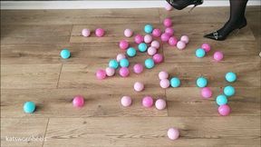 Kats Mass Ball Crushing in Italian Slingbacks and Metal Vintage Heels