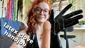 POV latex gloves handjob with cumming dildo, cum countdown, and CEI