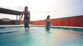 Amy and Naomi are having a Friendly Water Fight