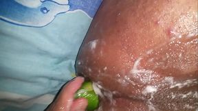 Long green dildo all in my big ass