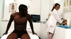 Afraid nurse gets exposed to massive black pecker at work
