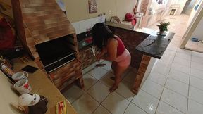 sexo de casal na lavanderia e pau com porra no quintal
