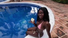 Busty Black Girl Picked up at the Pool &amp; Cum Creamed