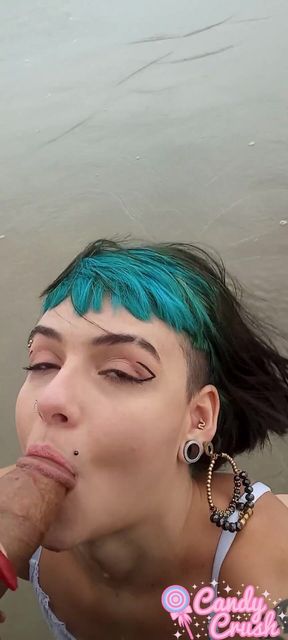 Influencer Sucking Dick in Public on a Beach