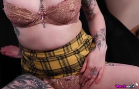 Busty MILF Eva Ray encourages you to wank your cock