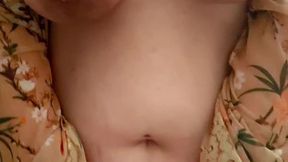 milf plays and squeezes aching boobs filled with milk