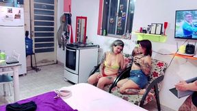 jane moscovis em uma brincadeira com o casal dna