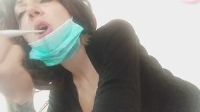 the suppository goes all in if there is a big dildo that pushes her inside