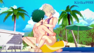 Mitsuki Bakugo and Izuku Midoriya have intense sex on the beach. - My Hero Academia Hentai