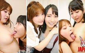 Koharu and Chihiro Suzuki Bite Each Other’s Nipples After Work. One Tongue per Tit. and They Come Together.