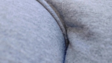 Tight yoga pants wet with pee in the park and on the street
