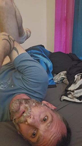 Wanking my cock till I blow all over my face
