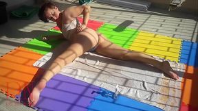 Hot Summer Outdoor Shower Tease on Terrace 129