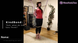 Crotch rope and neck rope predicament. Girl tiptoes as thanks for 500 subscribers!