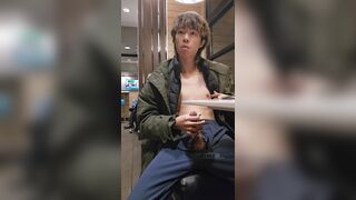 School college girl jacking at McDonalds and jizm a plenty of