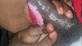 Transsexual blowjob queen's deep throat skills