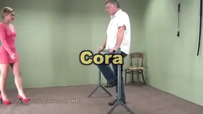 Cora takes painful ass whipping in bondage position