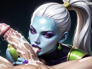 Vados from Dragon Ball, playgirl with a large butt and a blow job (AI Generated)