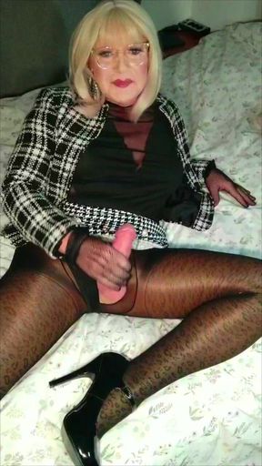 Naughty Trans Secretary Pantyhose and Heels
