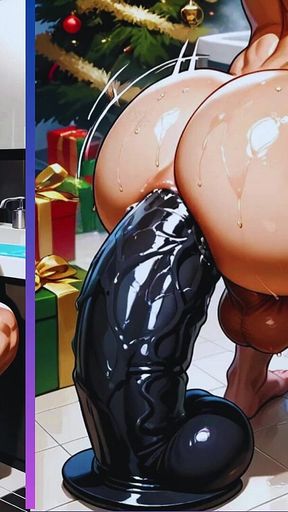 Old, Chubby Gay Man Shows off His Big, Round Ass While Being Fucked Dressed as Santa Claus. Anime Hentai Animation