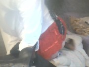 sexy sissy crossdresser ride champagne bottle and double fist dildo