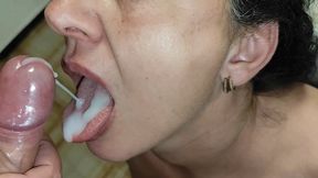 Hotwife MILF Sloppy Blowjobs with Cum in Mouth