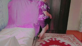 Playful Femboy Showing Morning Routine in Bedroom Mirror