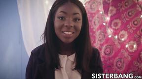 ”My ebony stepsis Tori Montana is so wet while grinding her beaver on my monster cock”