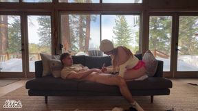 Keeping my sister's bff warm with my dick in a snowy cabin