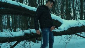 Winter Jerk off in Snowy Land Two Times