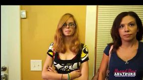skinny brunette jaime litton and ginger piper suck a big cock!