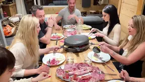 Hot skiers enjoy an apr�s-ski group sex session at the chalet