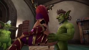 an elf has a threesome with two goblins - warcraft parody