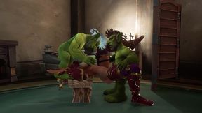 an elf has a threesome with two goblins - warcraft parody