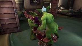 an elf has a threesome with two goblins - warcraft parody