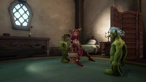 an elf has a threesome with two goblins - warcraft parody