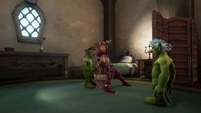 an elf has a threesome with two goblins - warcraft parody