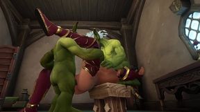 an elf has a threesome with two goblins - warcraft parody