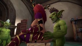 an elf has a threesome with two goblins - warcraft parody