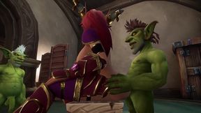 an elf has a threesome with two goblins - warcraft parody