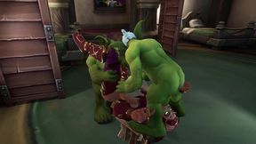an elf has a threesome with two goblins - warcraft parody