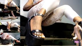 Trampling And Stomping On Tiny With Wedge Platform Shoes