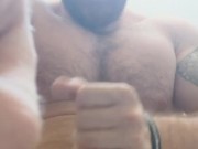 Giant Dick Bodybuilder Jerks It and Flexes. Hot Precumming Musclebear Big Cock & Huge Balls Alpha