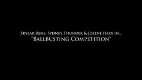 Ball Busting Competition with Skylar, Sydney and Jolene, who can kick hardest?