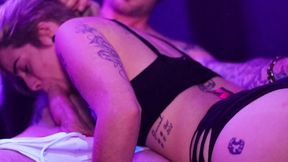 Gagging slave takes edge before erupting with a cumshot.