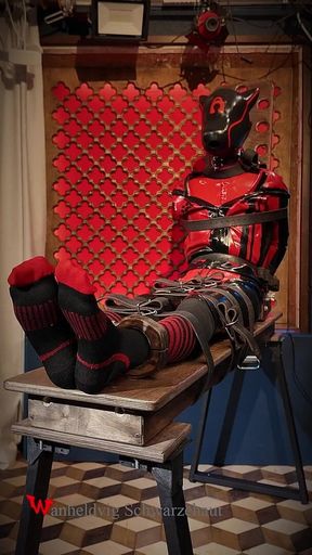 Slave Drone Tickling Session Silicone Suit, Socks & Merciless Sole Play